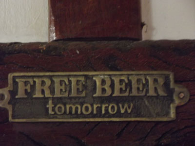 A sign in the bar in the Outlook Lodge — Johannesburg. Photo: Smith